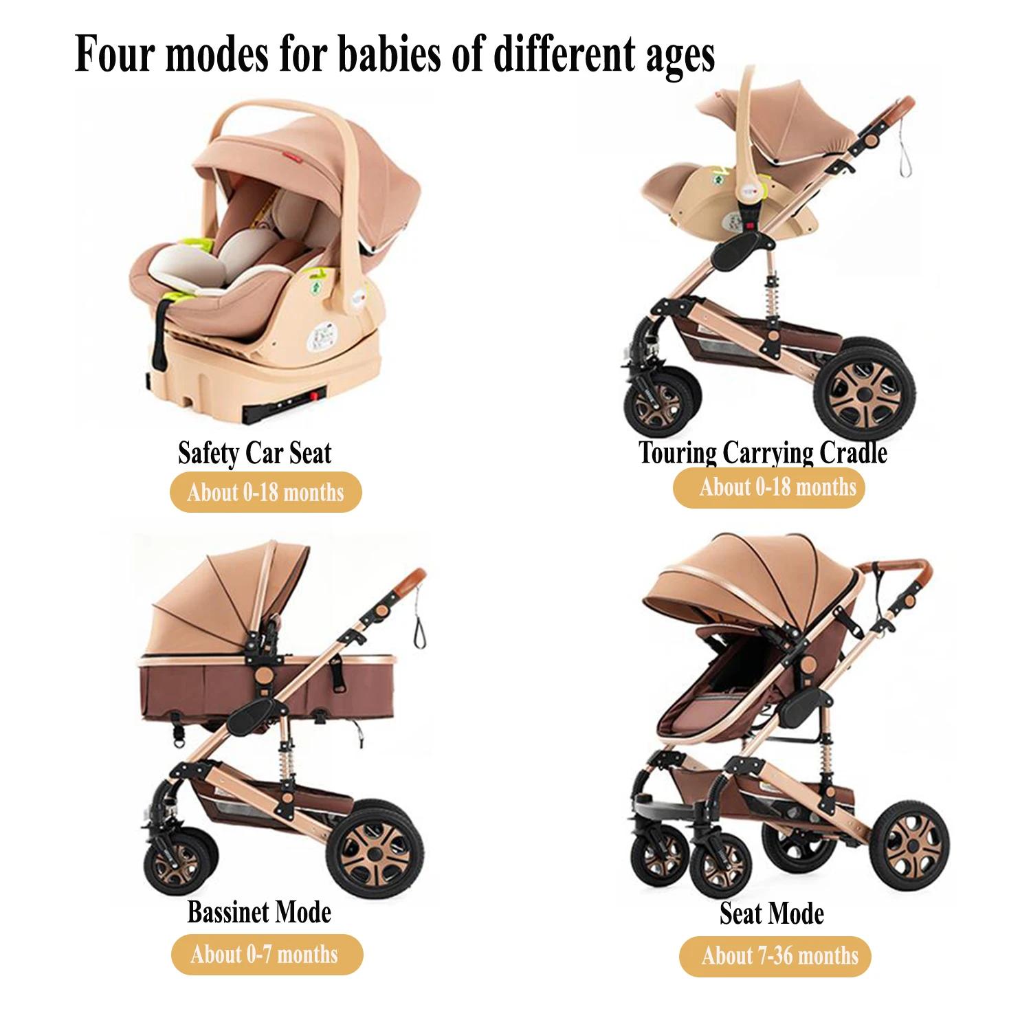 Système de voyage 3 en 1 avec siège auto Isofix - Poussette réversible pour nouveau-né et landau combiné