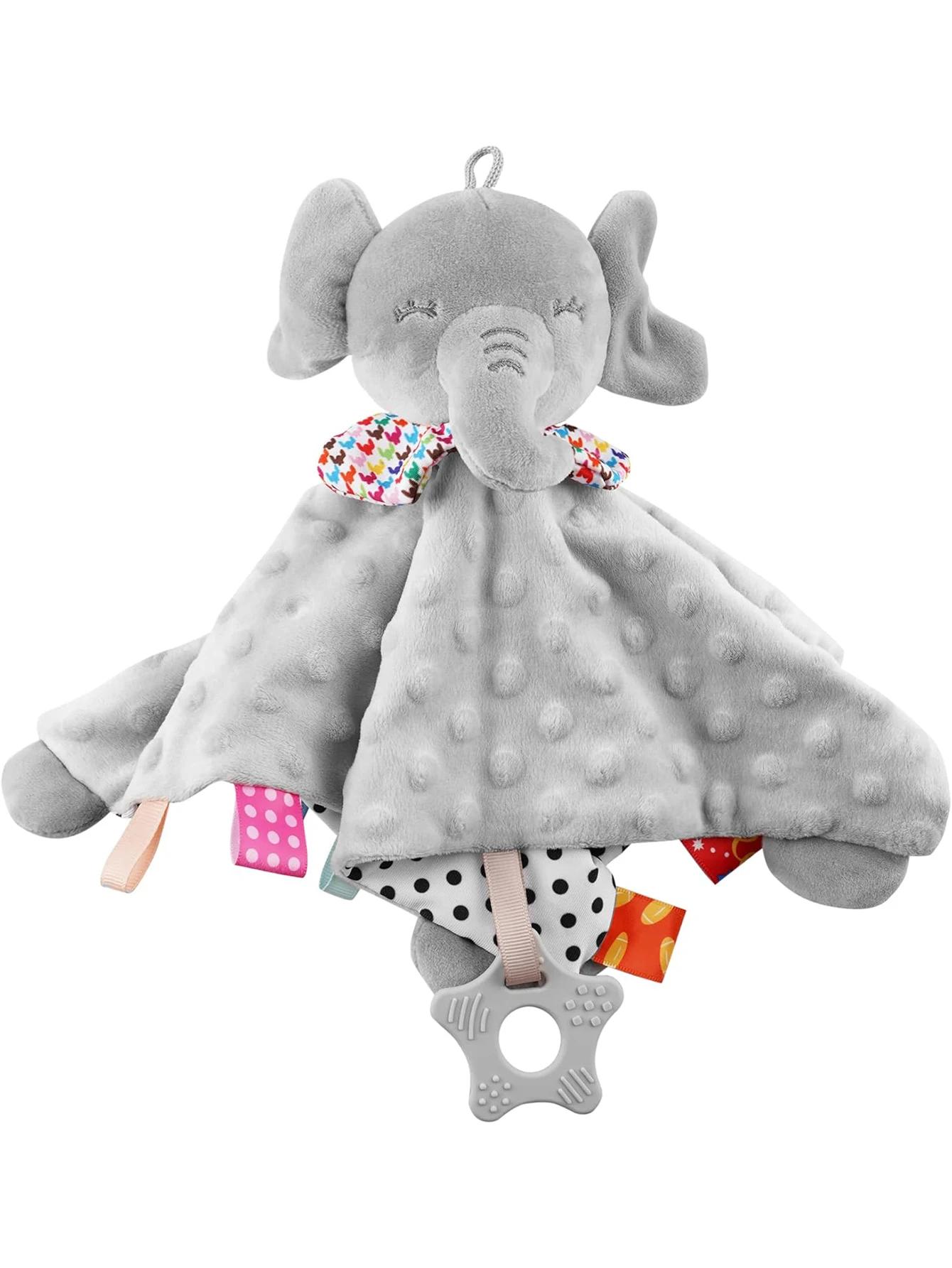 Couverture de couette en forme d'éléphant pour bébé, serviette douce pour apaiser, hochet pour bébé,