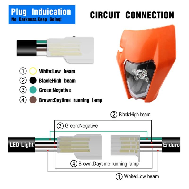 Phare de moto à LED pour KTM EXC XC SX MX XC 125 250 300 450 Supermoto Dirt Bike Motocross Phares Pl