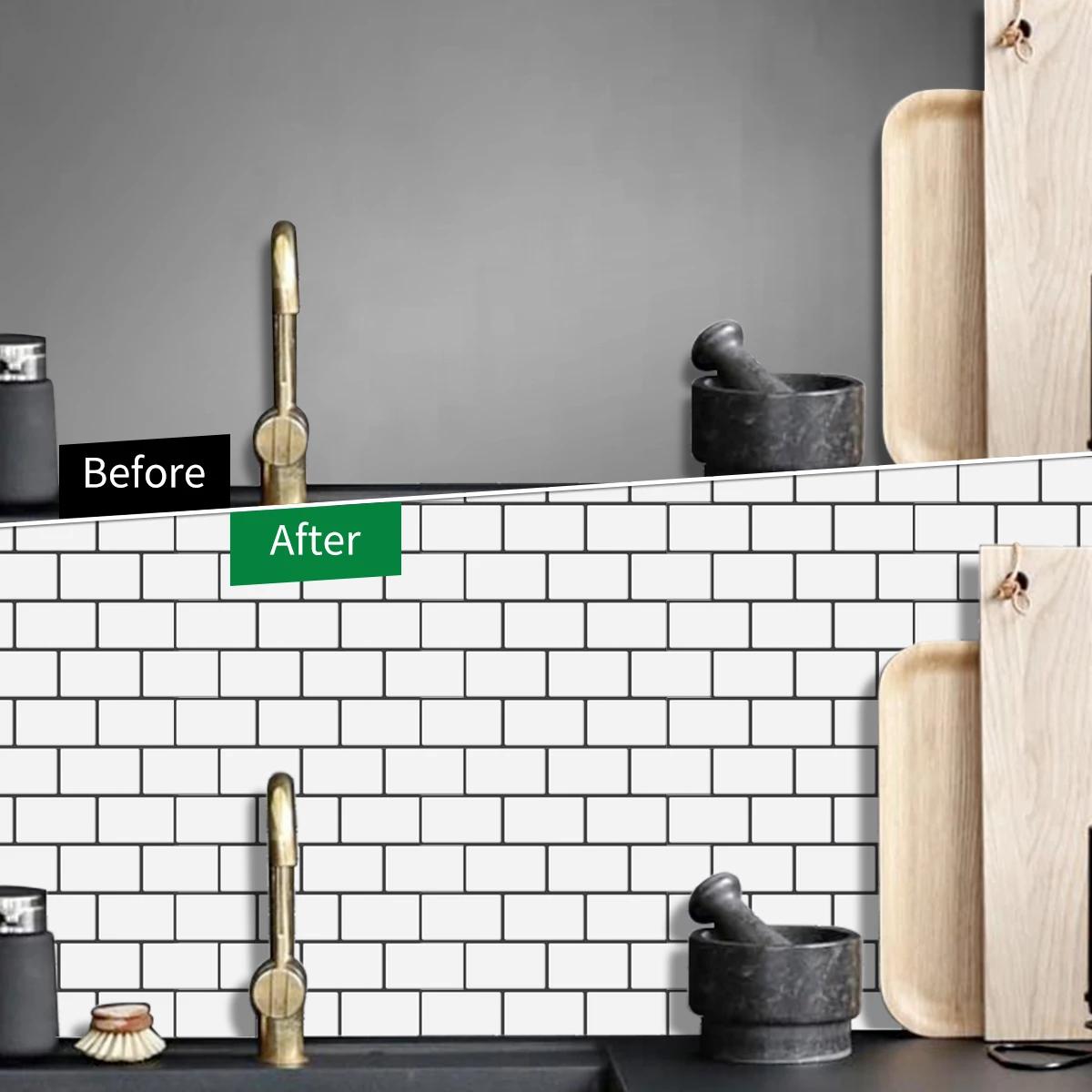 Autocollants muraux de métro, papier peint en brique 3d en vinyle, pour salle de bains et cuisine, a
