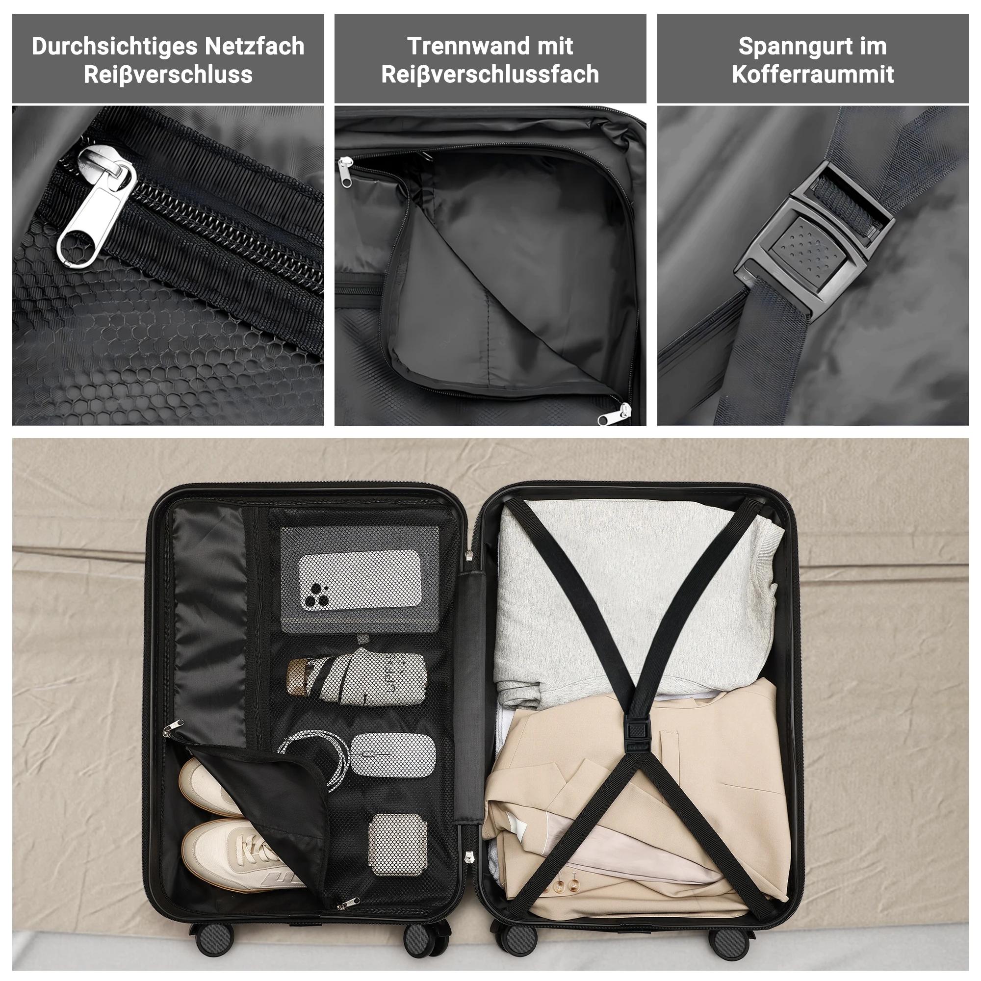 Superaly Ensemble de 2 valises de 20-24 pouces avec rangement frontal, bagages à roulettes silencieu