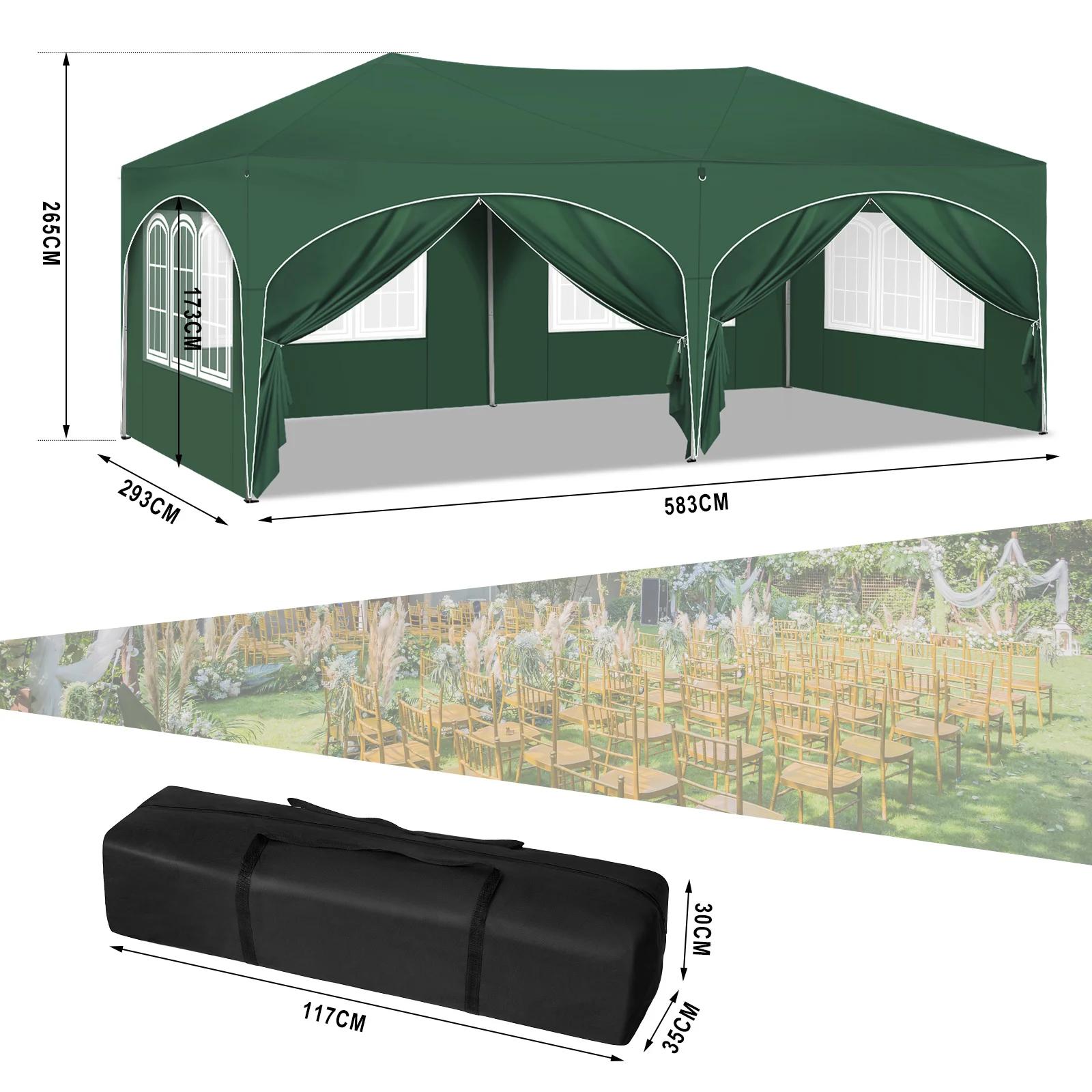WOLTU Gazebo de pavillon pliant 3x6m auvent de jardin avec 6 parois latérales hauteur réglable tente