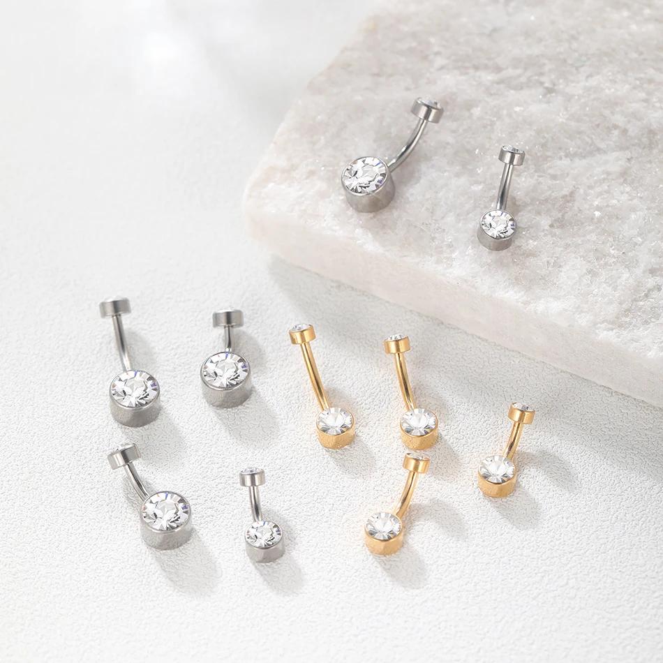 5/10 pièces anneau de nombril en titane 14G 6mm 8mm 10mm 12mm bijoux de perçage de ventre avec zirco