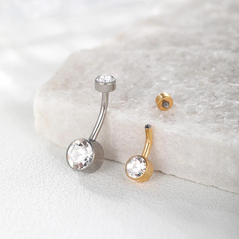 5/10 pièces anneau de nombril en titane 14G 6mm 8mm 10mm 12mm bijoux de perçage de ventre avec zirco