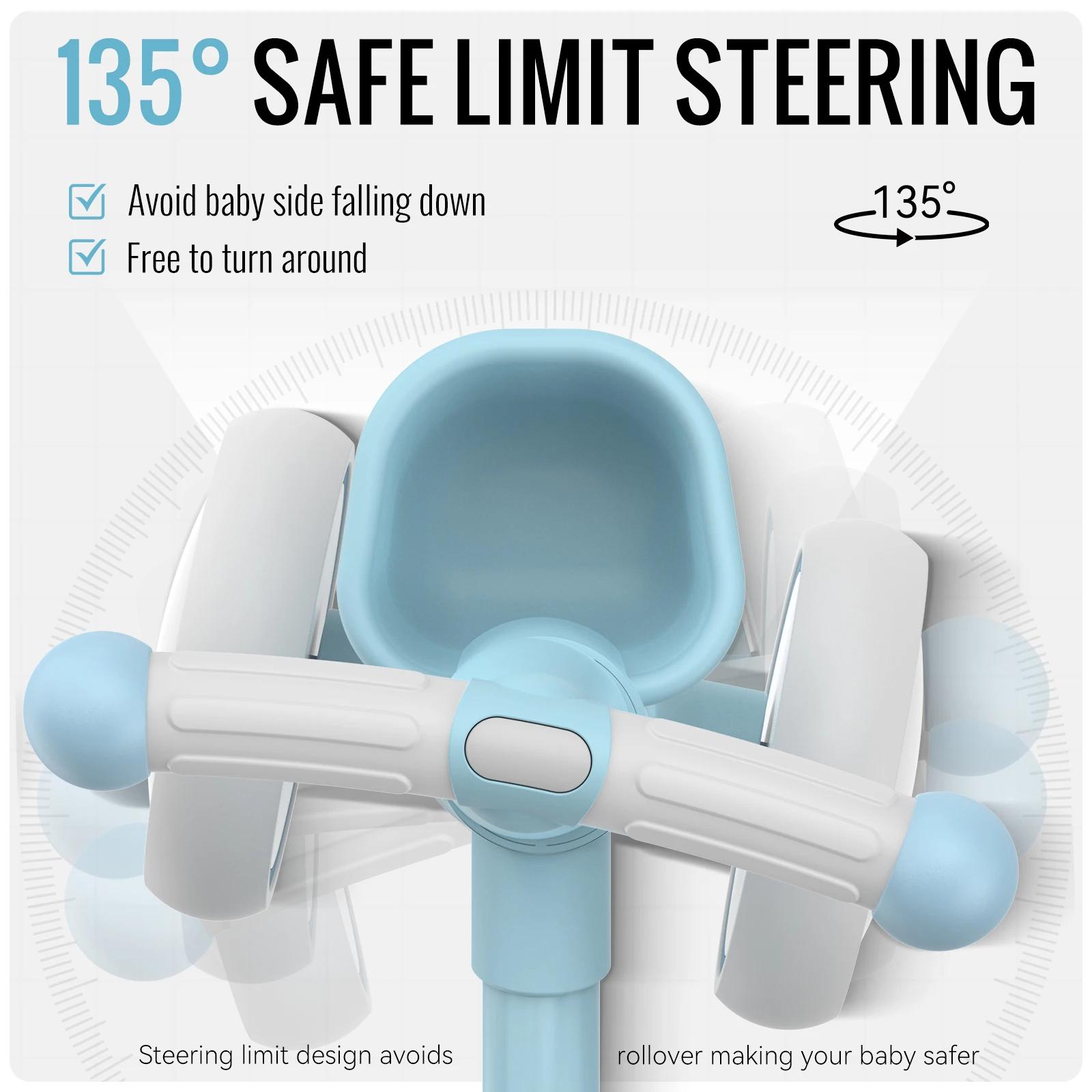 Draisienne 4 roues réglable pour bébé 12-24 mois - Portable avec panier amovible et poignée antidérapante