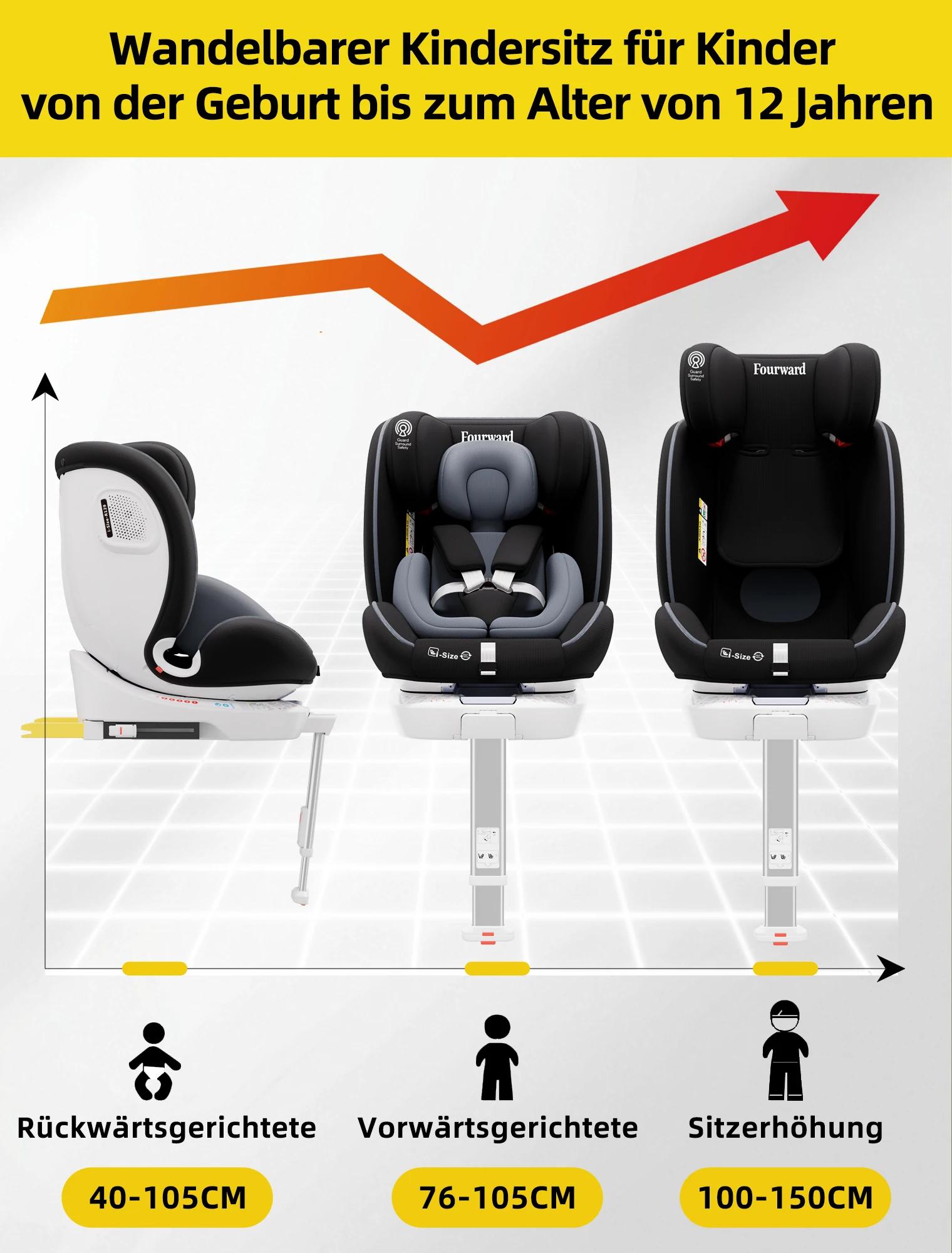 Siège auto bébé AP03 KL005, siège enfant pivotant à 360°, ISOFIX ECE, 40-150 cm, 0-12 ans, 9-36 kg,