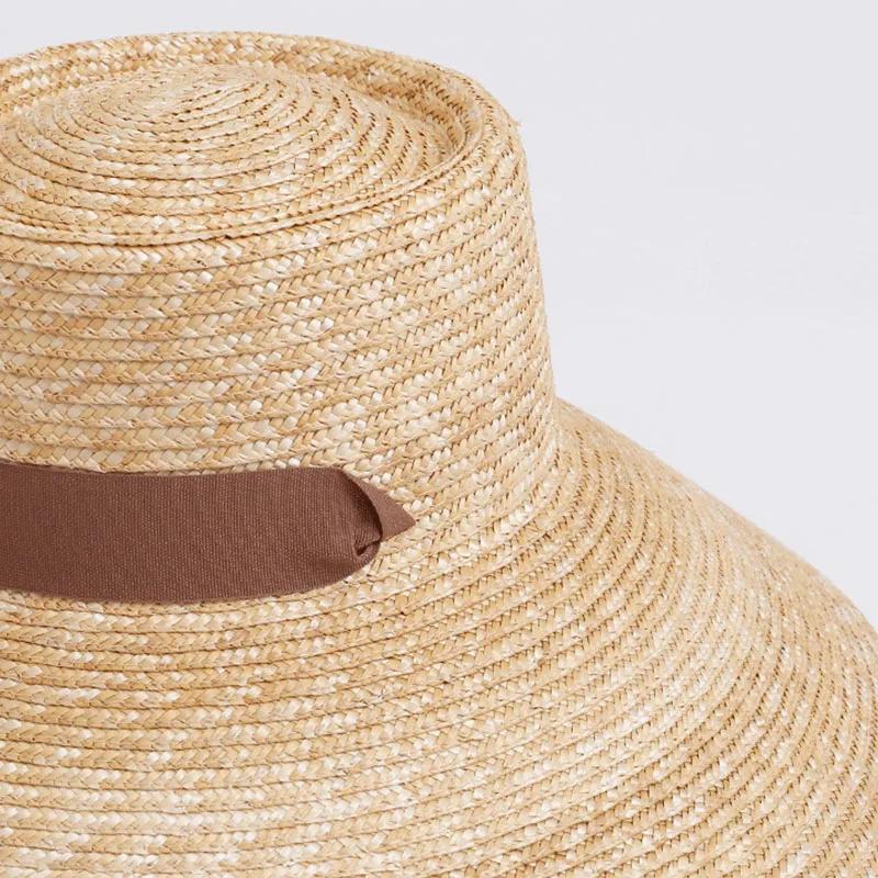 Chapeau de paille à large bord pour femmes, avec mentonnière, chapeaux de soleil d'été, Protection s