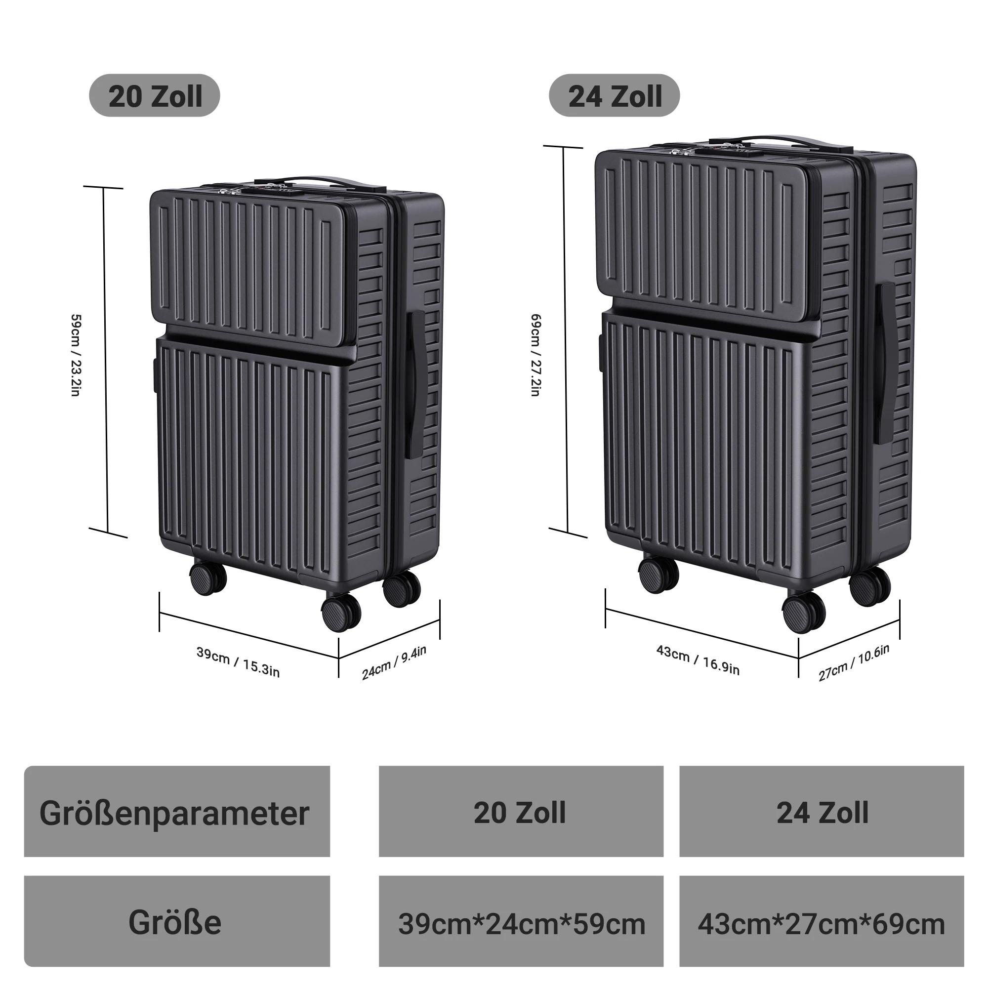 Superaly Ensemble de 2 valises de 20-24 pouces avec rangement frontal, bagages à roulettes silencieu