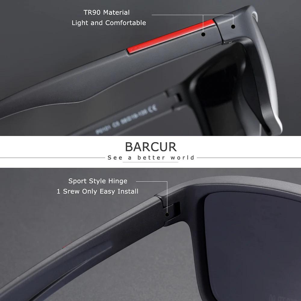 BARCUR marque lunettes de soleil hommes TR90 cadre ultraléger polarisé Vintage lunettes de soleil po