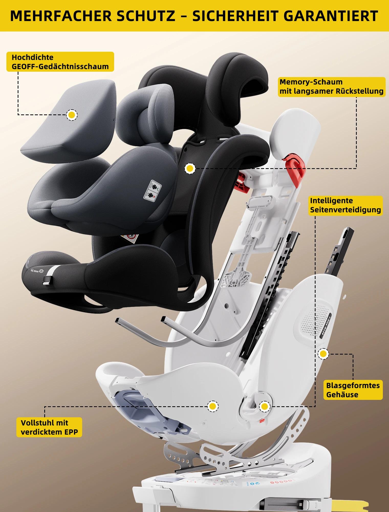 Siège auto bébé AP03 KL005, siège enfant pivotant à 360°, ISOFIX ECE, 40-150 cm, 0-12 ans, 9-36 kg,