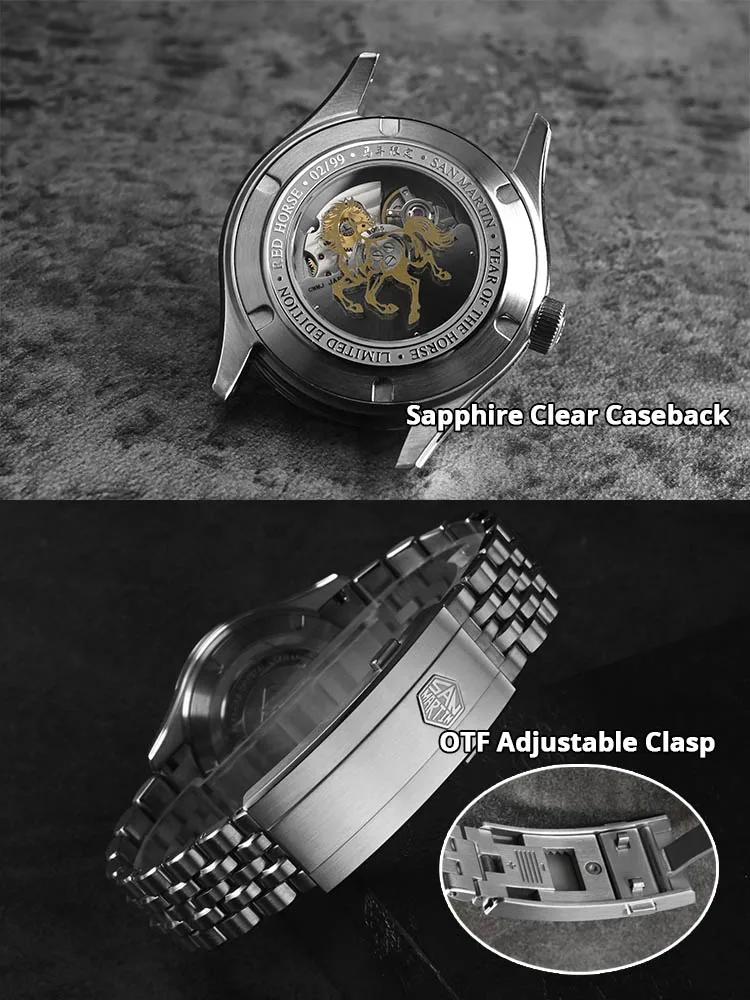 San Martin 2026 Cadran 3D gaufré Année du Cheval Édition limitée 39 mm Miyota 90S5 Fond transparent