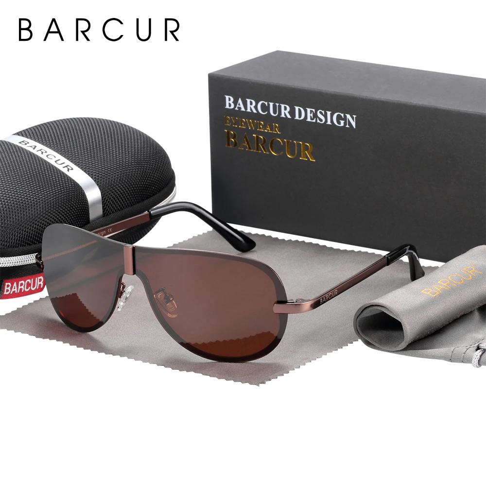 Lunettes de soleil noires polarisées BARCUR lunettes jaunes sans monture hommes conduite Vision noct