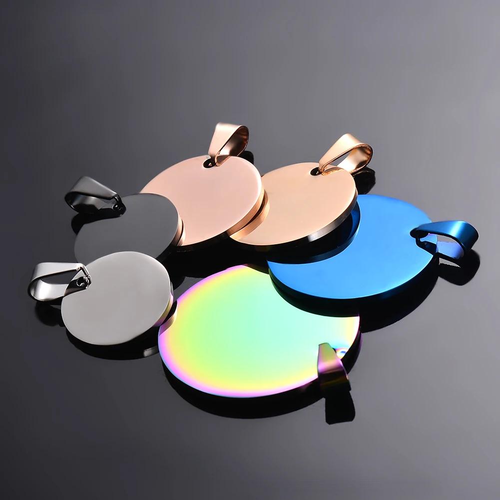 10 pièces en gros militaire armée Style disque pendentif rond 6 couleurs collier blanc en acier inox