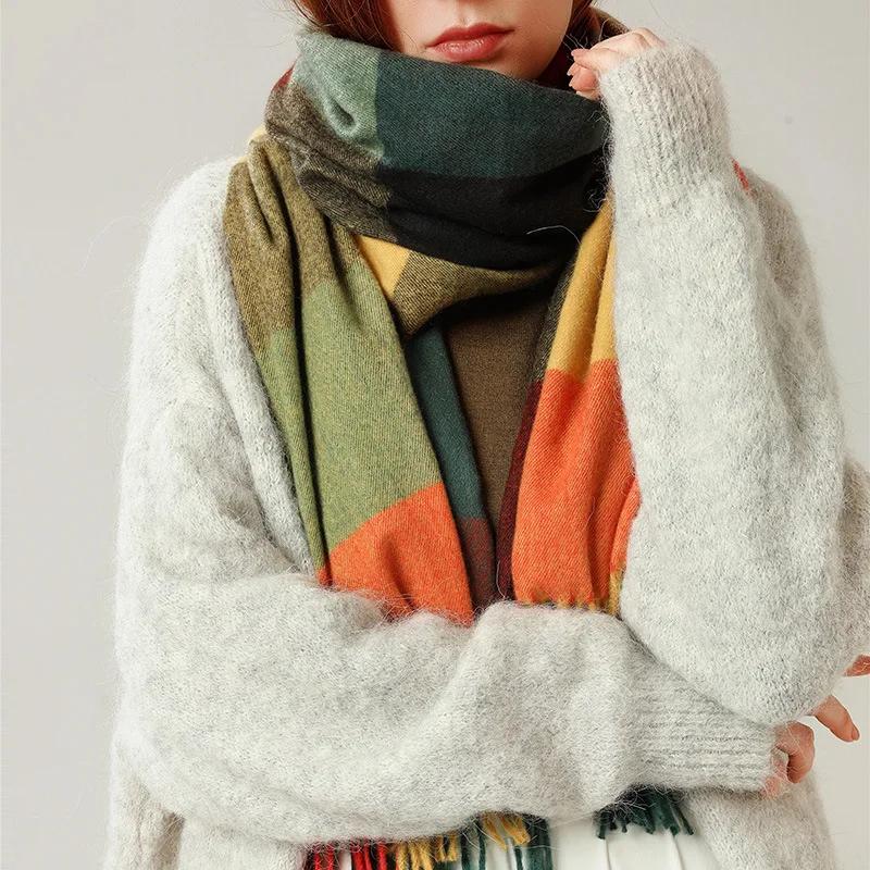 2024 Designer tricoté printemps hiver femmes écharpe plaid chaud cachemire foulards châle marque de