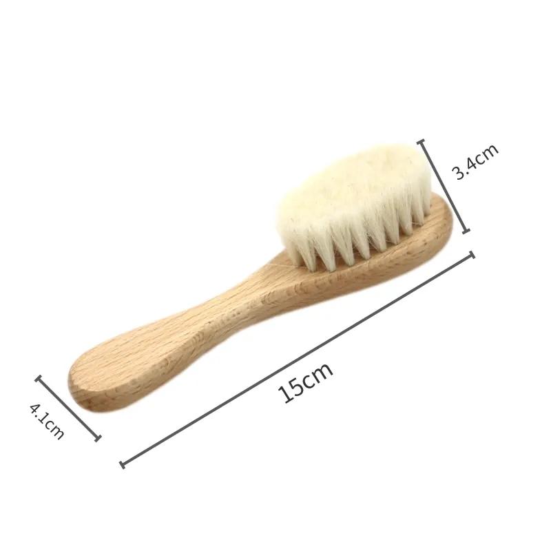Ensemble de brosses et peignes pour bébé, coffret cadeau pour nouveau-né, laine naturelle, hêtre, pe