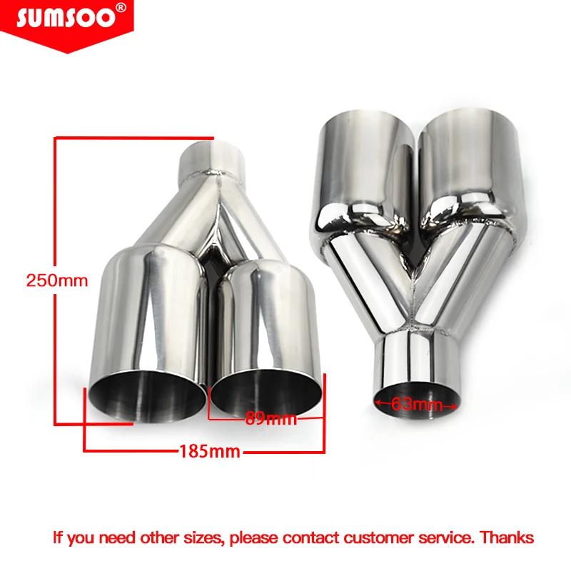 Véritable sumsoo double pointe d'échappement en acier inoxydable bord droit poli argent soudage sile