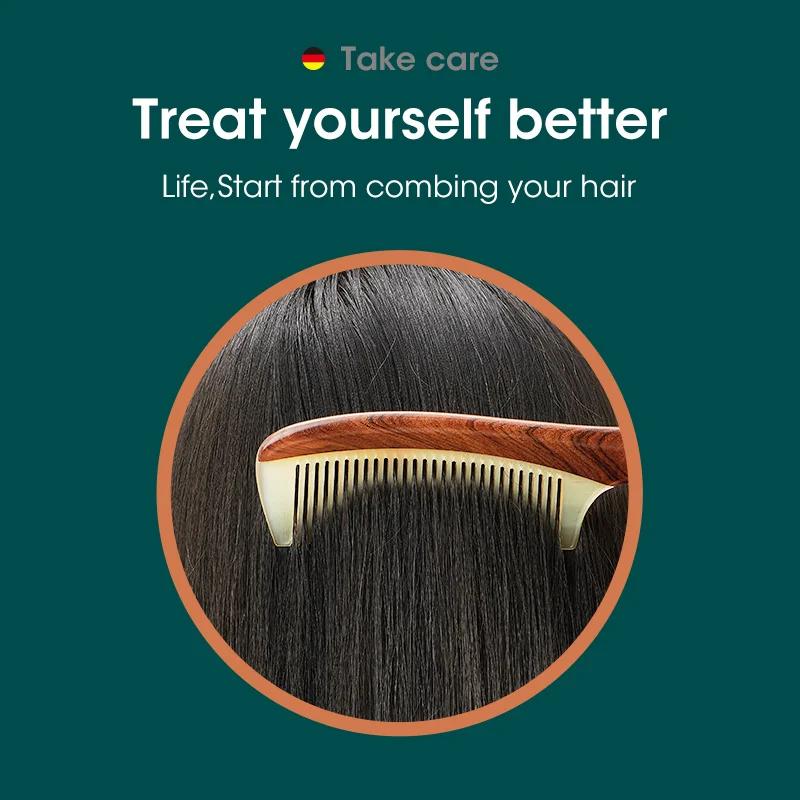 MR.GREEN – peigne en bois naturel avec Structure d'épissure de corne, peigne à cheveux à dents fines
