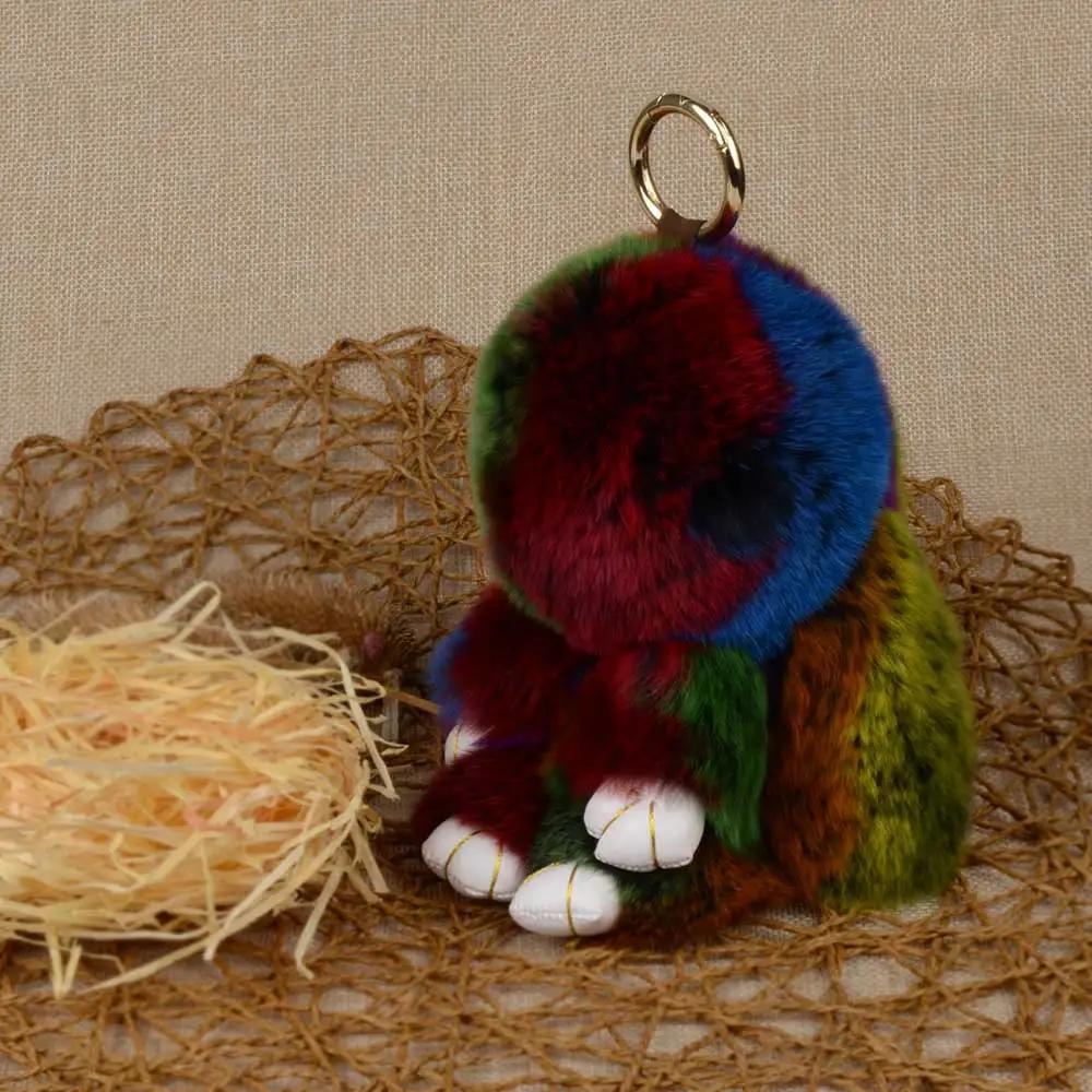 LFPU véritable lapin pendentif porte-clés réel Rex lapin forme fourrure porte-clés moelleux sac voit