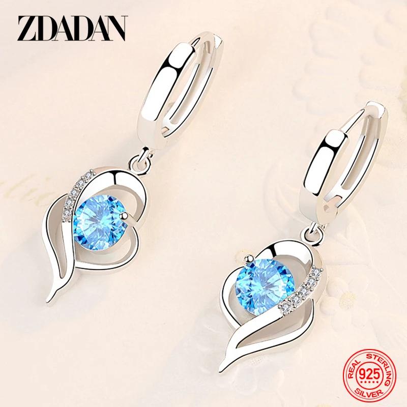 ZDADAN 925 en argent Sterling cristal Zircon boucle d'oreille pour les femmes bijoux de mode