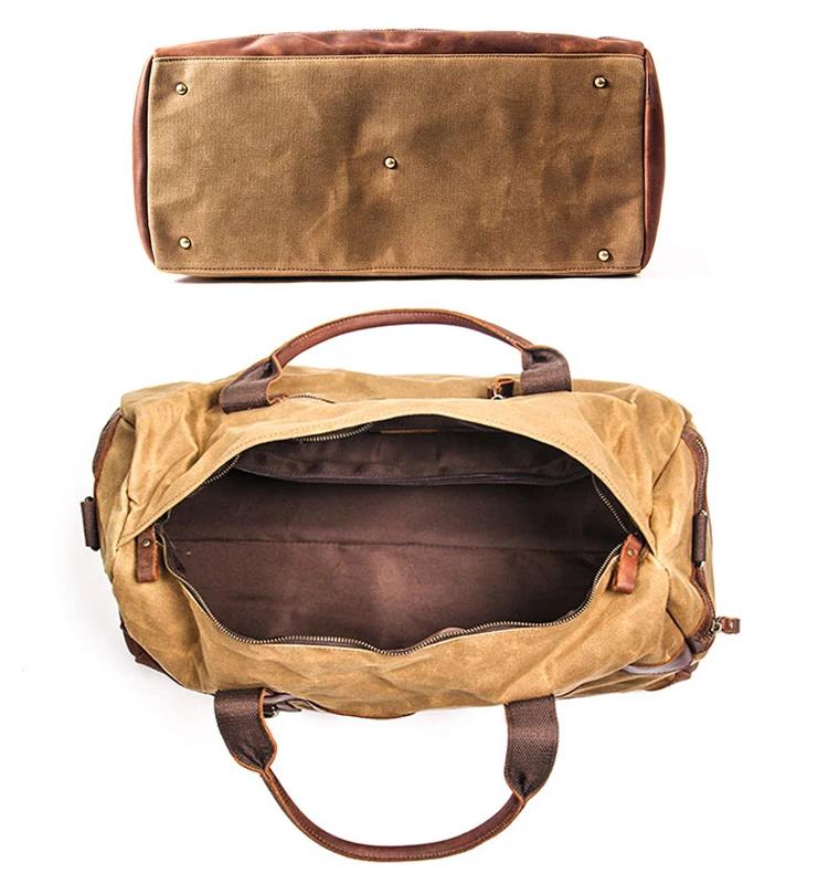 Sac de voyage en toile cirée imperméable pour hommes, bagage à main, grand fourre-tout Vintage pour