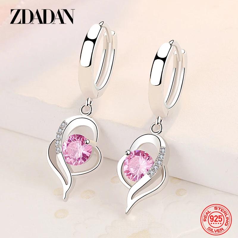 ZDADAN 925 en argent Sterling cristal Zircon boucle d'oreille pour les femmes bijoux de mode