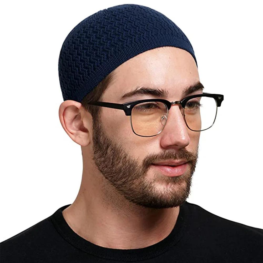 Chapeaux de prière musulmans pour hommes, bonnets masculins chauds, casquette à tête ronde, chapeau