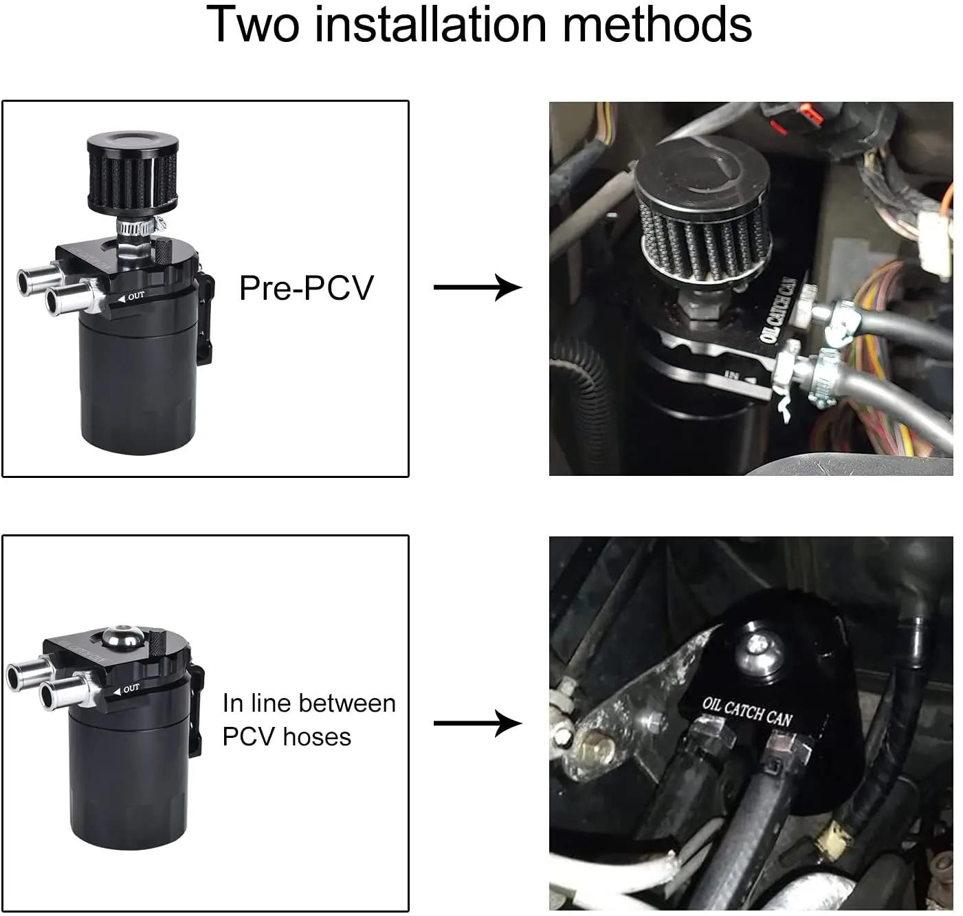 Réservoir de récupération d'huile à déflecteur de voiture, avec filtre à Air, raccords en aluminium,
