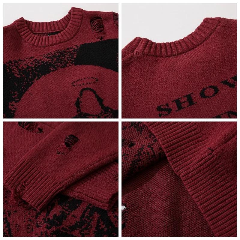 Harajuku – tricot imprimé pour femme, Streetwear Hip Hop, déchiré, déchiré, surdimensionné