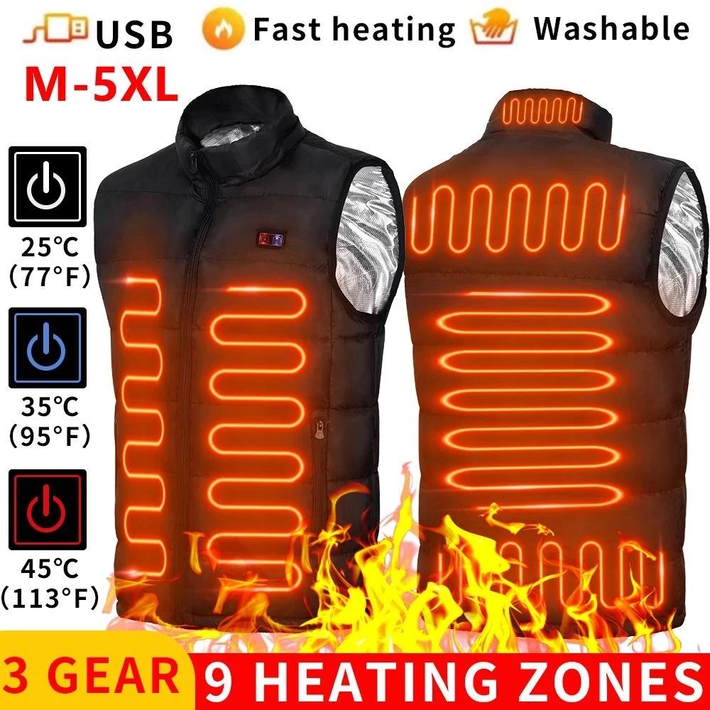 Veste chauffante USB en graphène pour homme et femme, manteau électrique, 9 vitrines métropolitaines