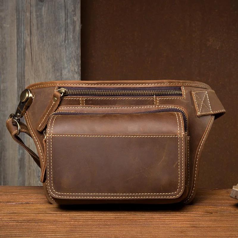 2025 sac de taille en cuir Vintage mode sac de poitrine sac de taille sac à bandoulière en cuir véri