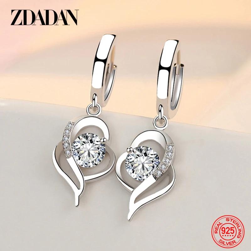 ZDADAN 925 en argent Sterling cristal Zircon boucle d'oreille pour les femmes bijoux de mode