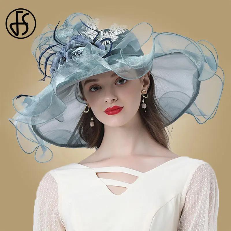 Chapeaux Fascinateurs à fleurs élastiques pour femmes, tri Derby, chapeau de soleil en organza, gran