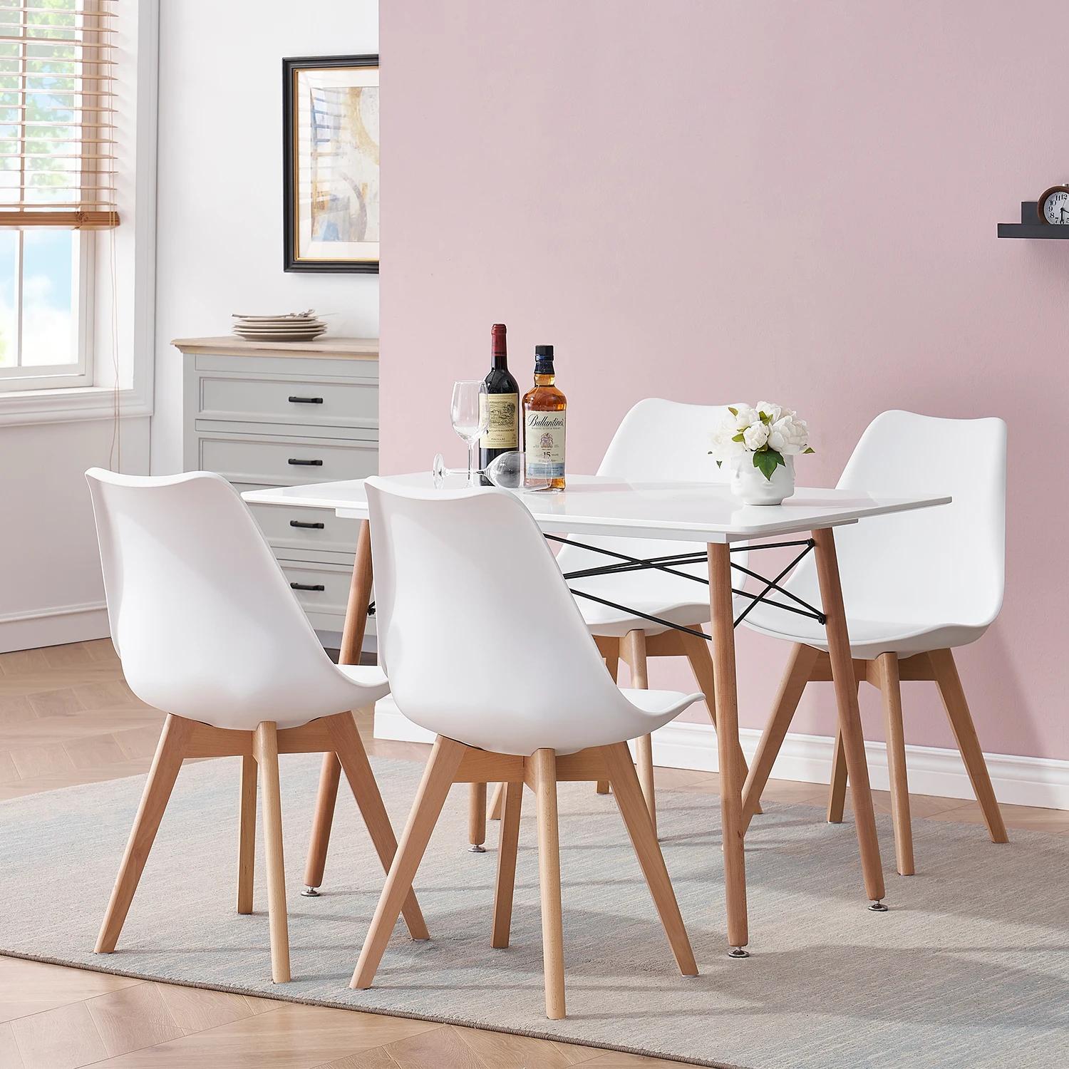 Ensemble de 6 chaises de salle à manger modernes et minimalistes, siège rembourré en PU, pieds en bo