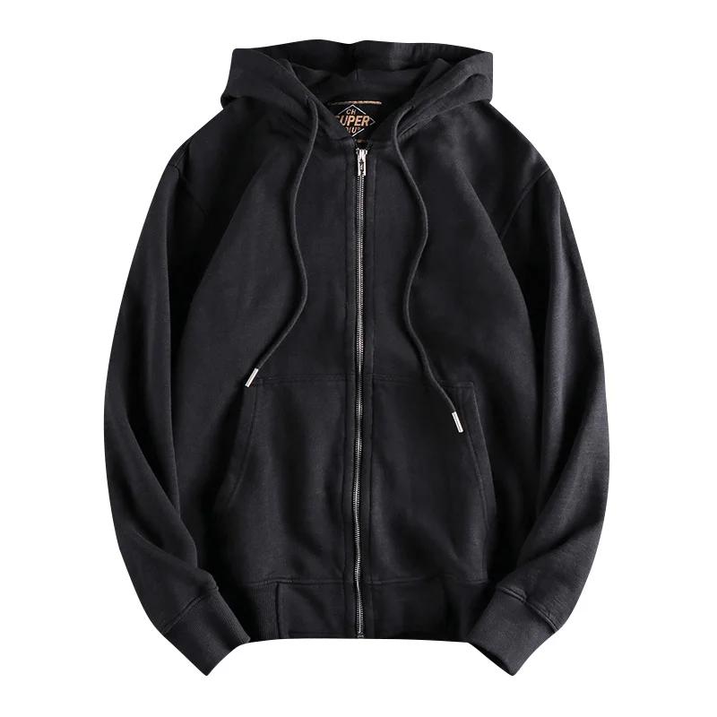 Sweats à capuche en velours épais à manches longues pour hommes, sweats à capuche cardigans décontra