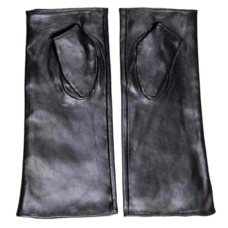 Gants longs demi-doigt en peau de mouton pour femmes et hommes, en cuir, pour conduite de voiture, m