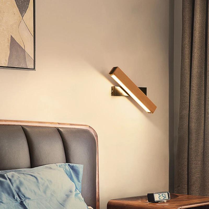 Applique Lumineuse Murale en Bois Massif Uni, Éclairage LED au Design d'Europe du Nord, Style Simple