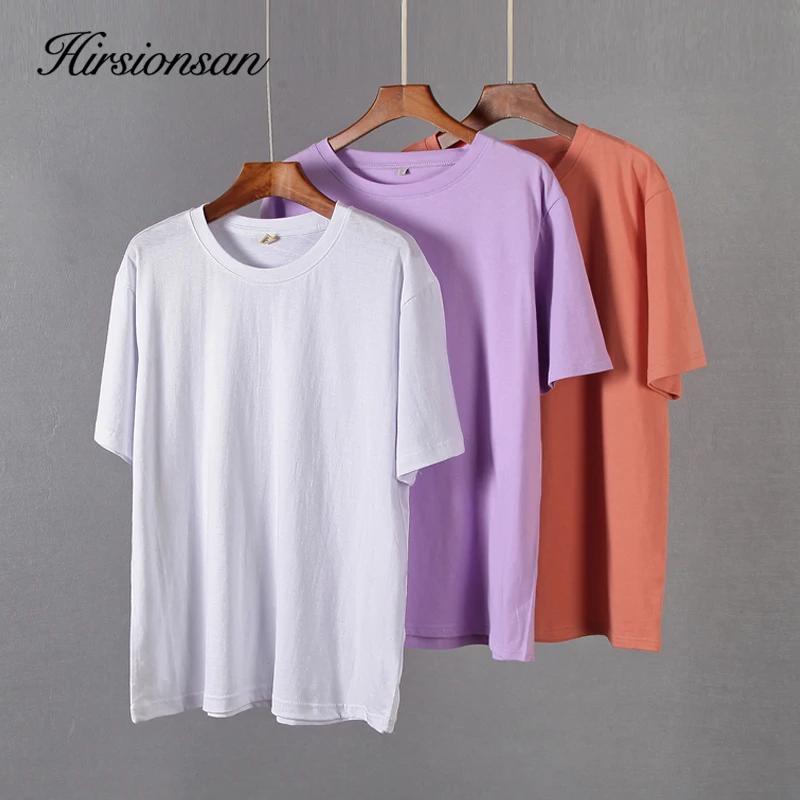 Hirsionsan-T-Shirt décontracté en coton pour femme, vêtement basique, doux, couleur unie, style Hara