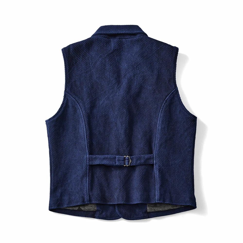 Veste indigo rétro d'Angleterre pour hommes, veste à revers optique rapCotton, manteau cardigan déco
