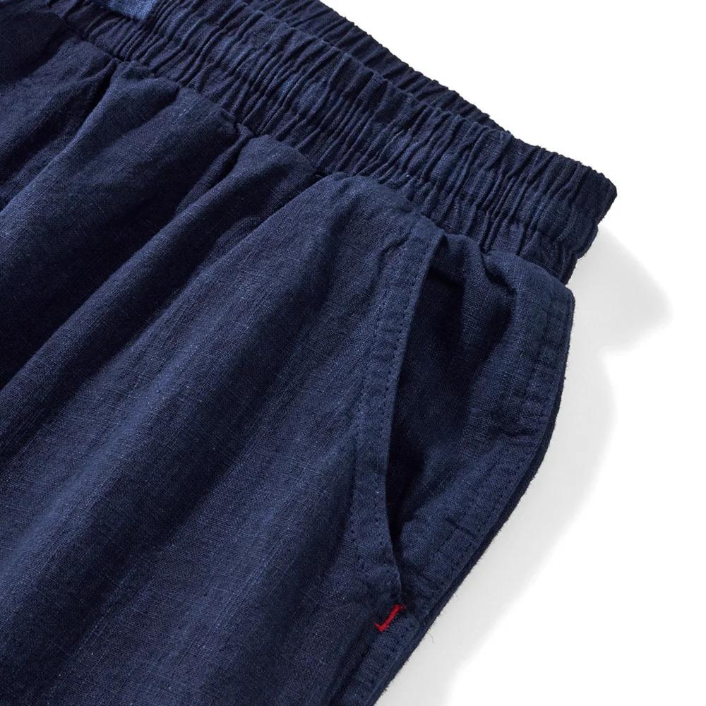 Pantalon cargo indigo rétro japonais pour homme, pantalon multi-poches, jambe large, coton, lin, déc