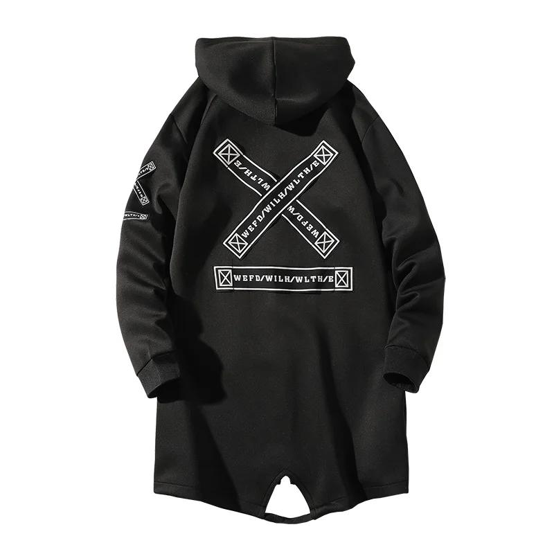 Nouveaux hommes Streetwear noir vestes et manteaux Hip Hop Harajuku à capuche hommes coupe-vent pard