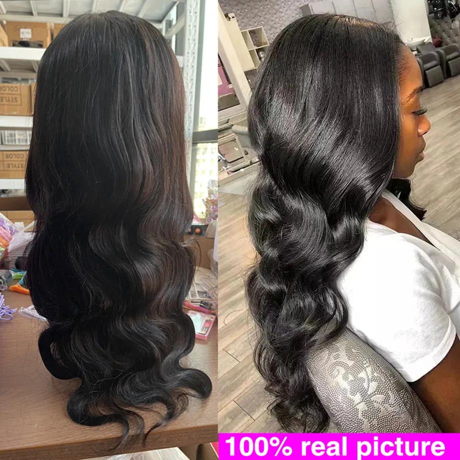 Perruque Lace Front Wig Body Wave brésilienne naturelle, cheveux humains, 13x4 13x6, 30 32 34 36 38