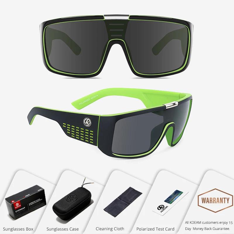 KDEAM-Lunettes de soleil polarisées de grande taille pour homme, cadre une pièce avec étui de protec