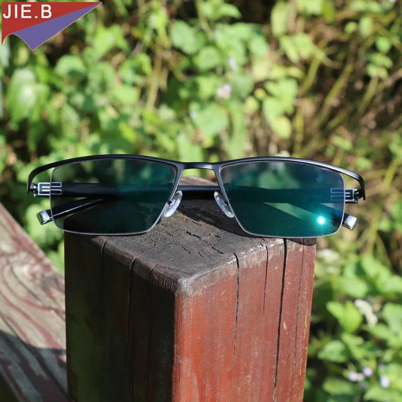 Lunettes de lecture photochromiques pour hommes, nouveau Design, demi-jante, alliage de titane, pres