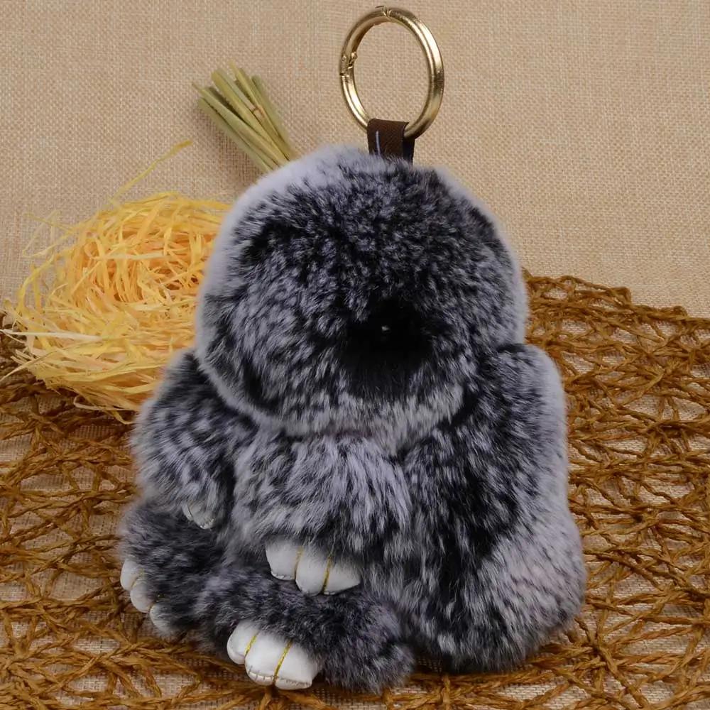 LFPU véritable lapin pendentif porte-clés réel Rex lapin forme fourrure porte-clés moelleux sac voit