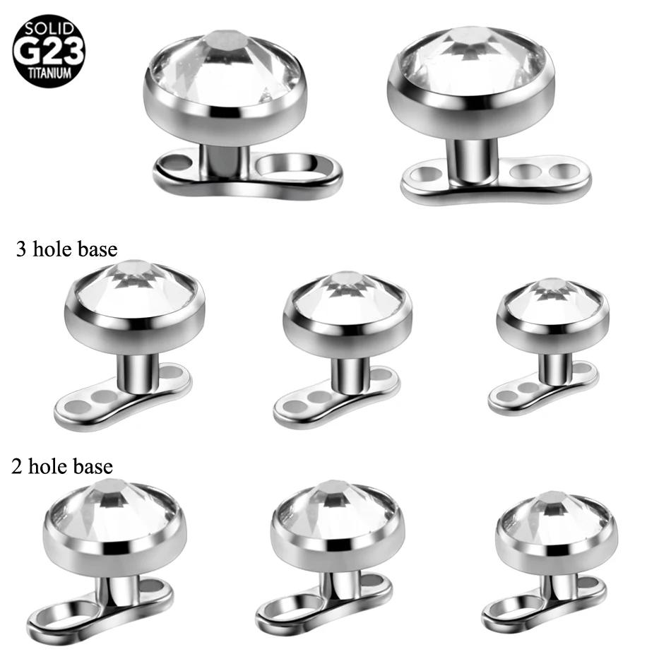 10 pièces/lot G23 titane Piercing Micro Base d'ancre cutanée et hauts Skinner plongeur cristal gemme