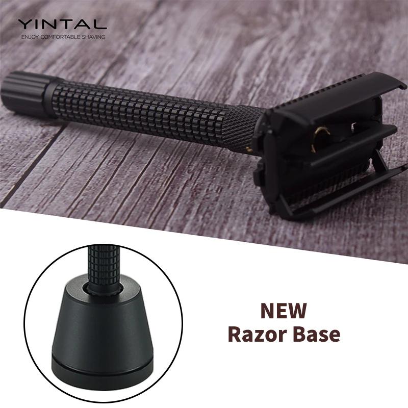 YINTAL ensemble de rasoir de sécurité réglable papillon ouvert Double bord rasoirs en laiton noir ma