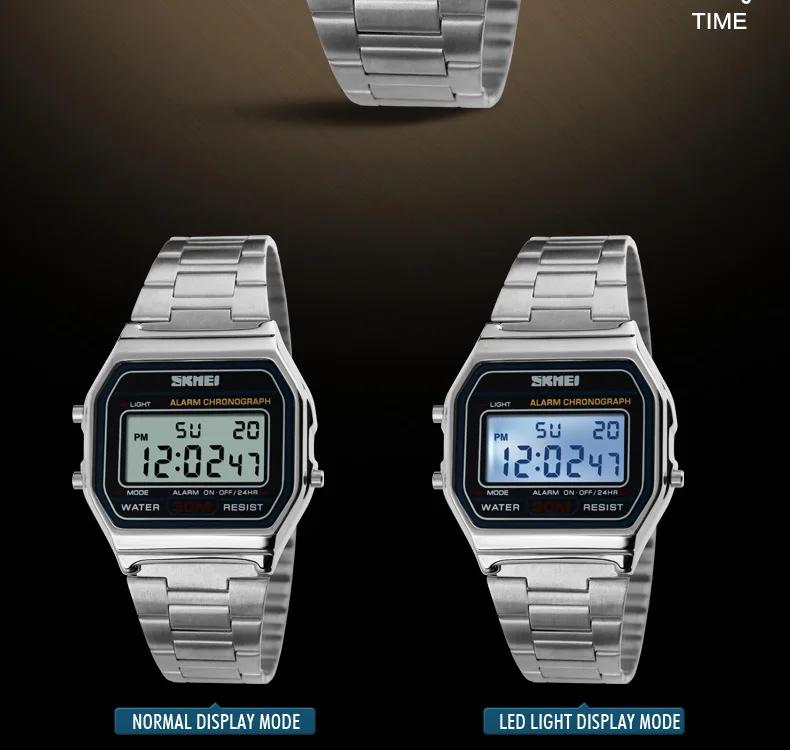 SKMEI-Montre rétro pour hommes d'affaires, électronique, étanche, à la mode, avec bande fine, numéri