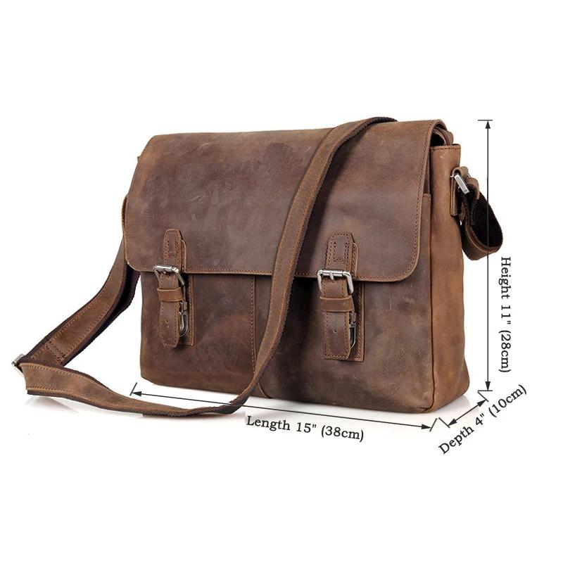 Vintage Crazy Horse cuir hommes sac à bandoulière en cuir véritable sac de messager hommes sac à ban