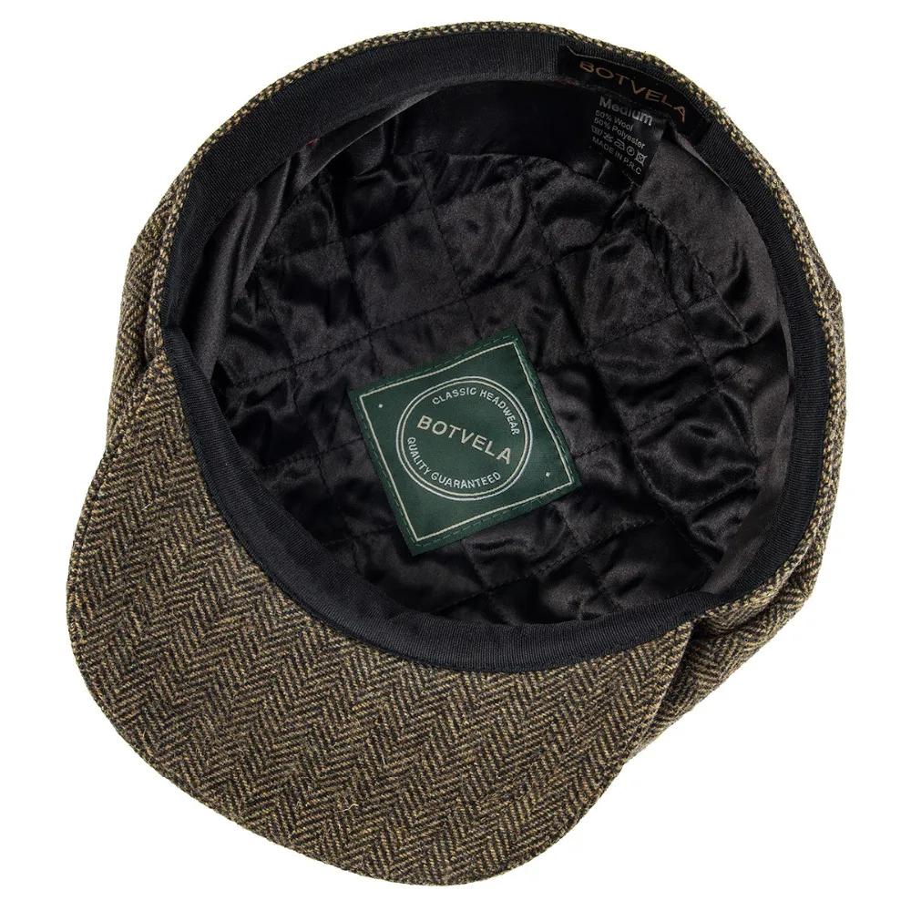 BOTVELA laine Tweed casquette gavroche à chevrons hommes britannique Gatsby rétro chapeau pilote cas