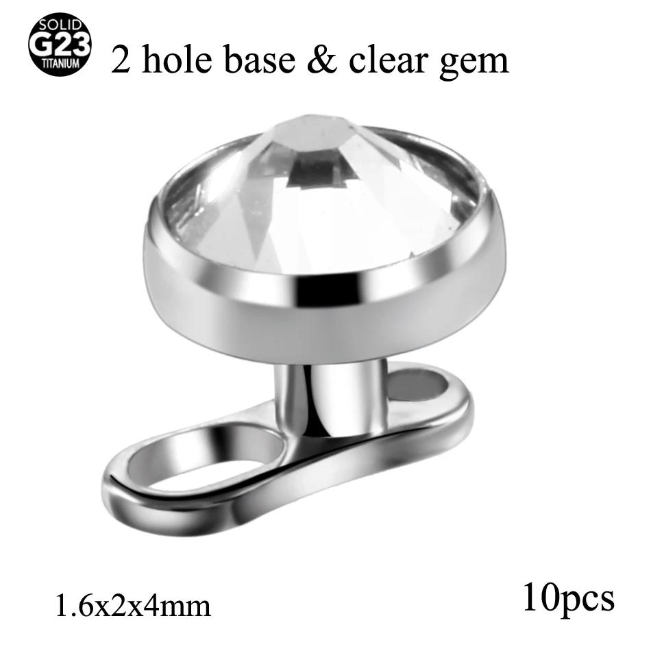 10 pièces/lot G23 titane Piercing Micro Base d'ancre cutanée et hauts Skinner plongeur cristal gemme